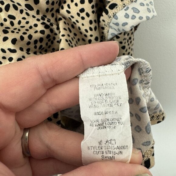 Reb In J 220 Brown Black Knee Length Ruffle Dress Modest Size Small - Picture 5 of 6